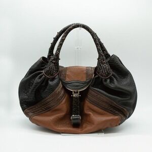 Fendi Spy Tote Bag Brown Gold Leather